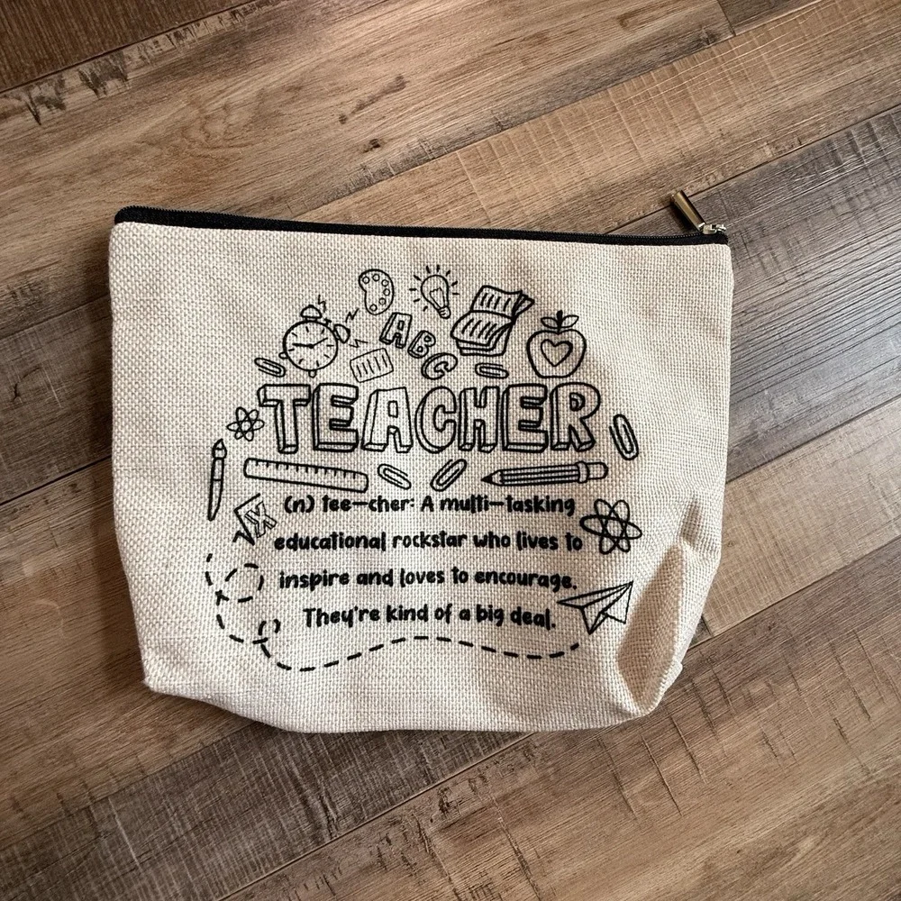 Teacher Survival Kit Bag, Make Up Bag, Travel Zipper 8 X 10
